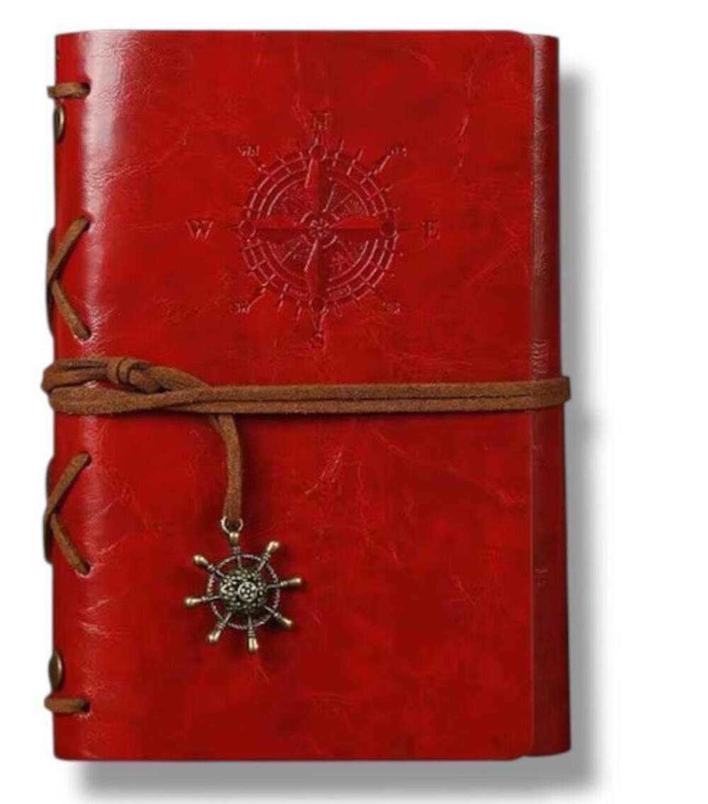 Red PU Leather Notebook - Sketchbook - Unlined Blank Page Notebook